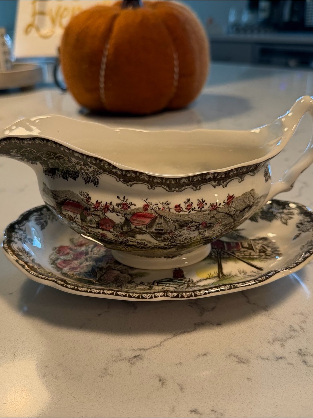 Johnson Brothers Friendly Village Gravy Boat & Underplate Relish